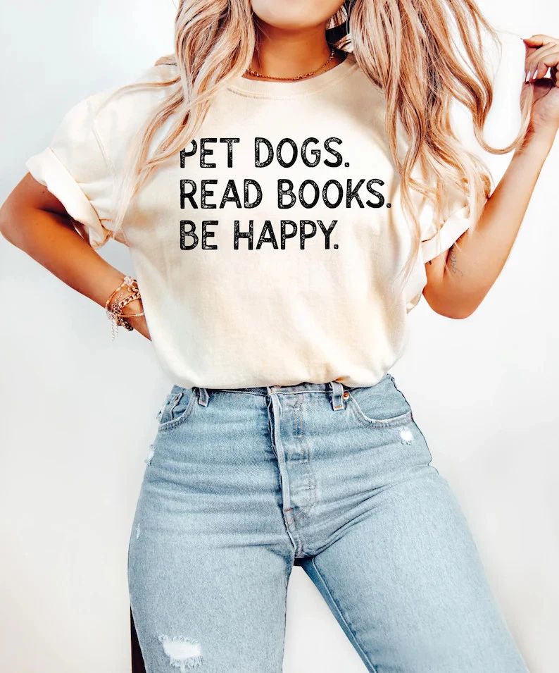 Dogs Reading Books Book Lover Animal Design Comfort Tee