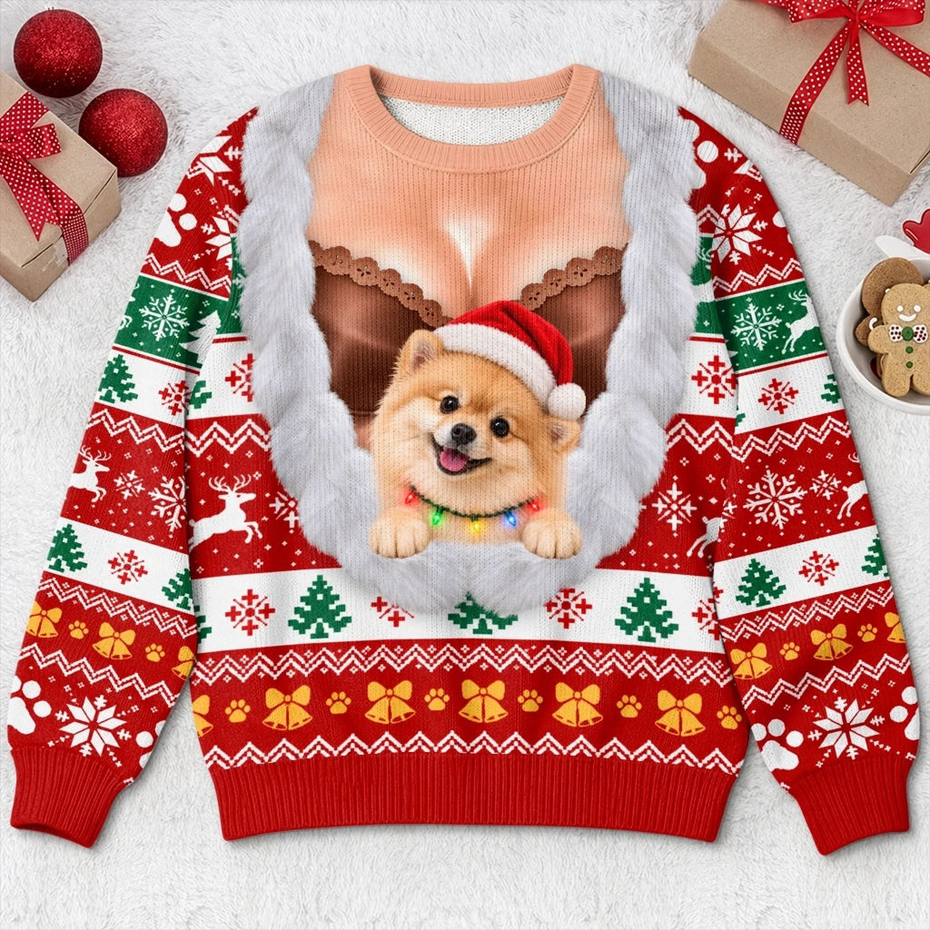 Custom Funny Pet Photo Santa Hat Christmas Gifts For Dog And Cat Lovers - Personalized Ugly Sweatshirt