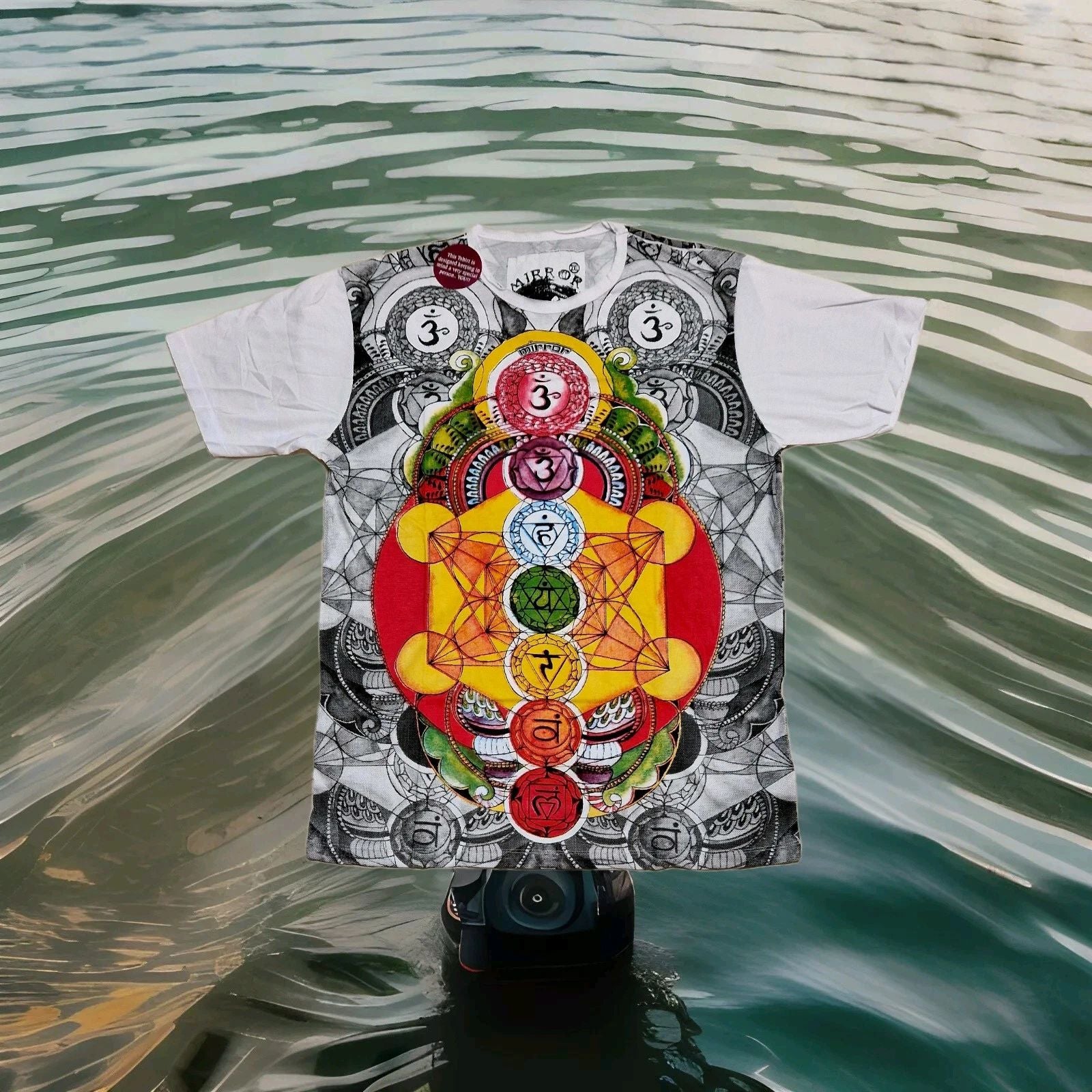 Mirror Brand T Shirt Aum OM Chakra Meditation  Beach Yoga PsyTrance Festival L