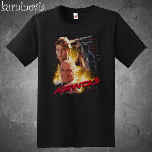 Airwolf Air Wolf Retro TV Series Men's Black Size S to 5XL