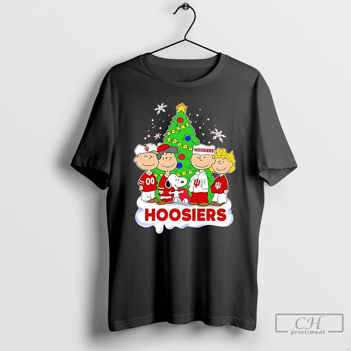 Classic Peanuts Characters Hoosiers Christmas Tree T Shirts