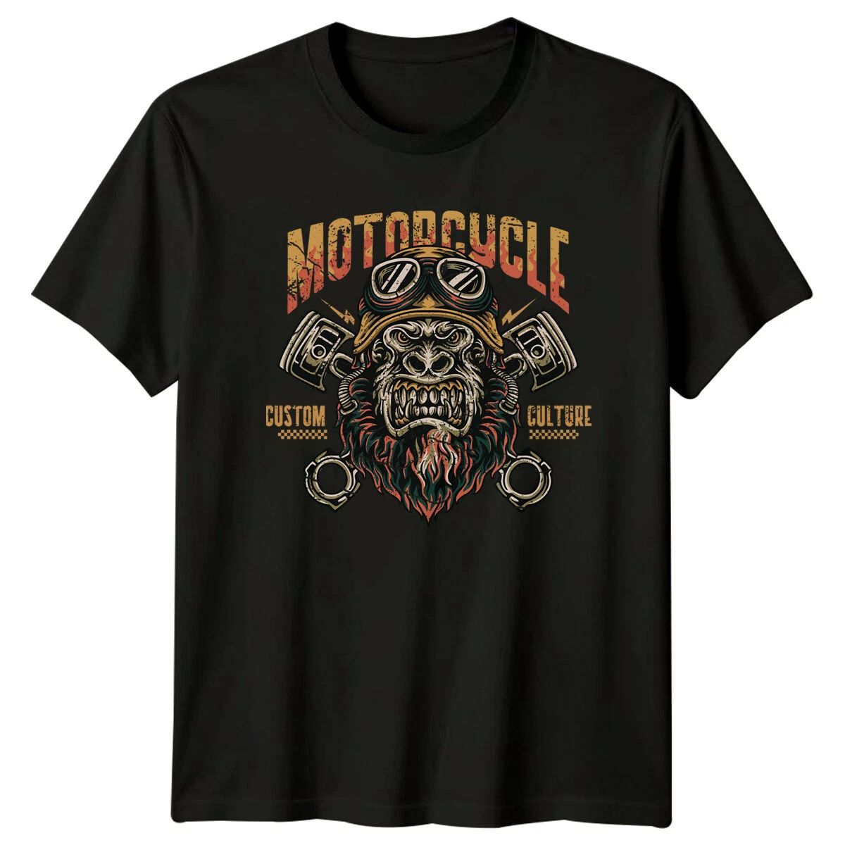 Motorcycle Custom Culture Gorilla Biker Mens T-Shirt Womens Graphic Unisex Top