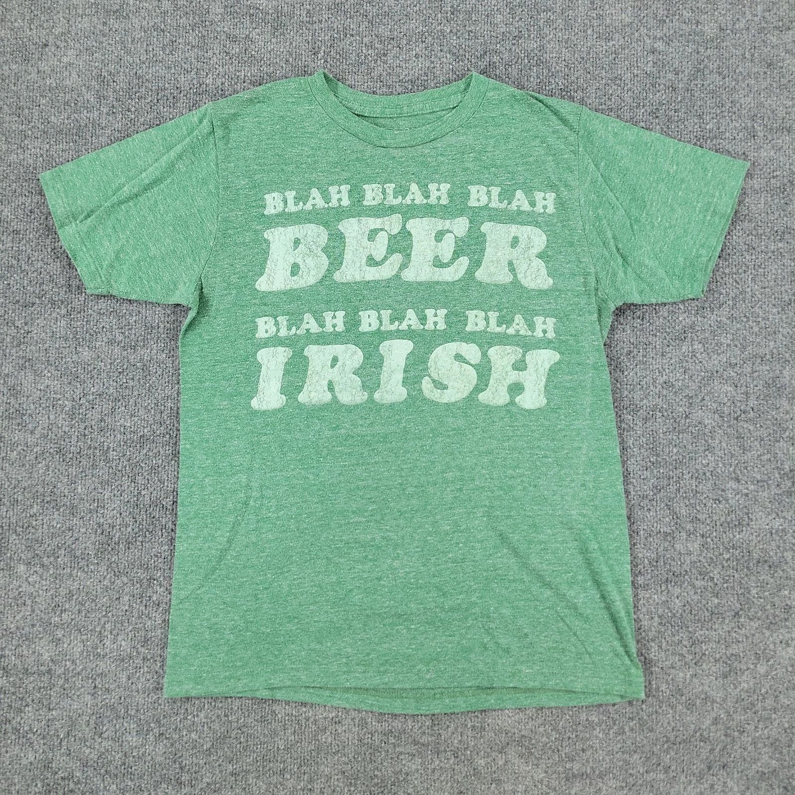 Irish Beer Shirt Men's Medium Green Alcohol Funny Graphic Tee Short Sleeve Adult