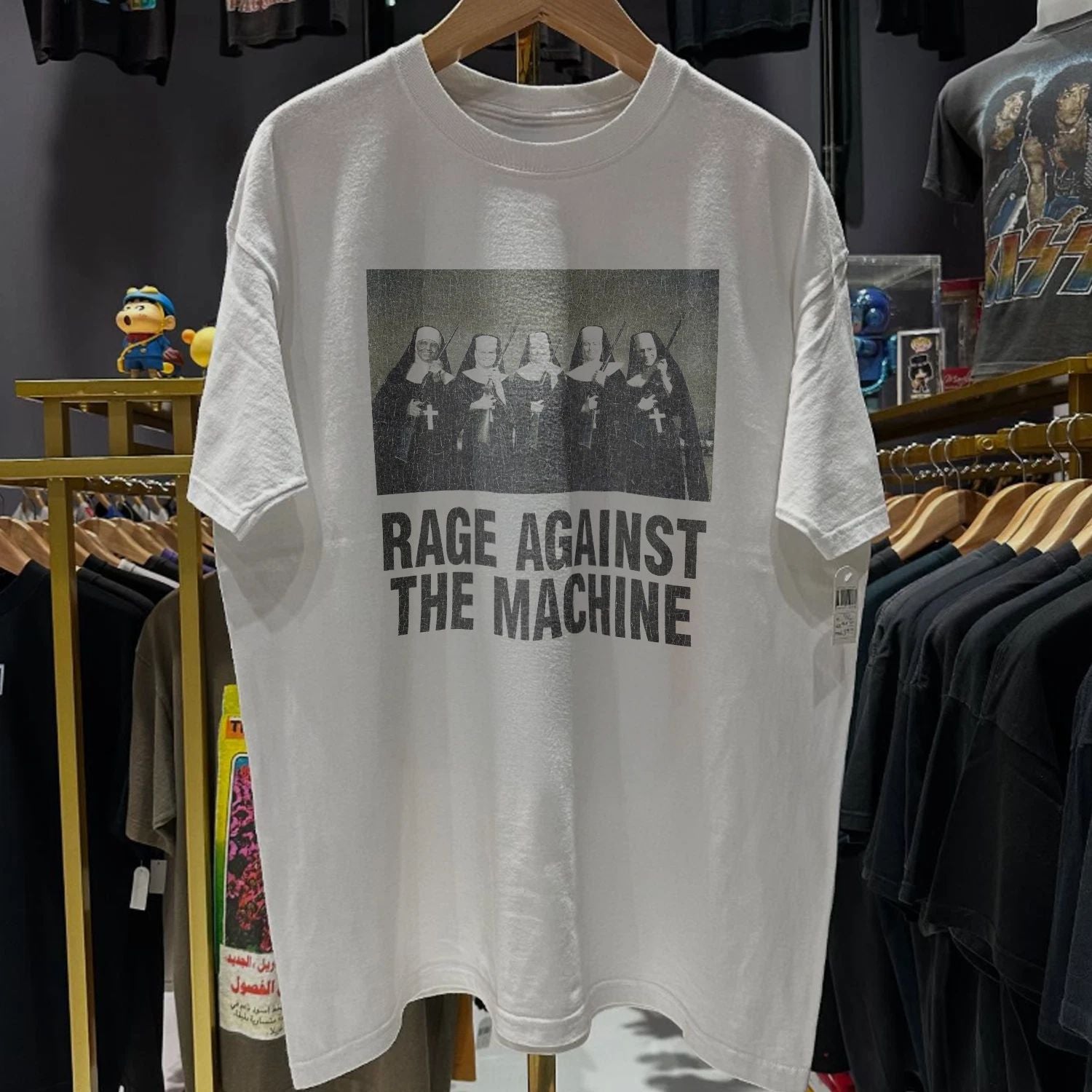 90s RATM Nuns And Guns Washed T-Shirt White M
