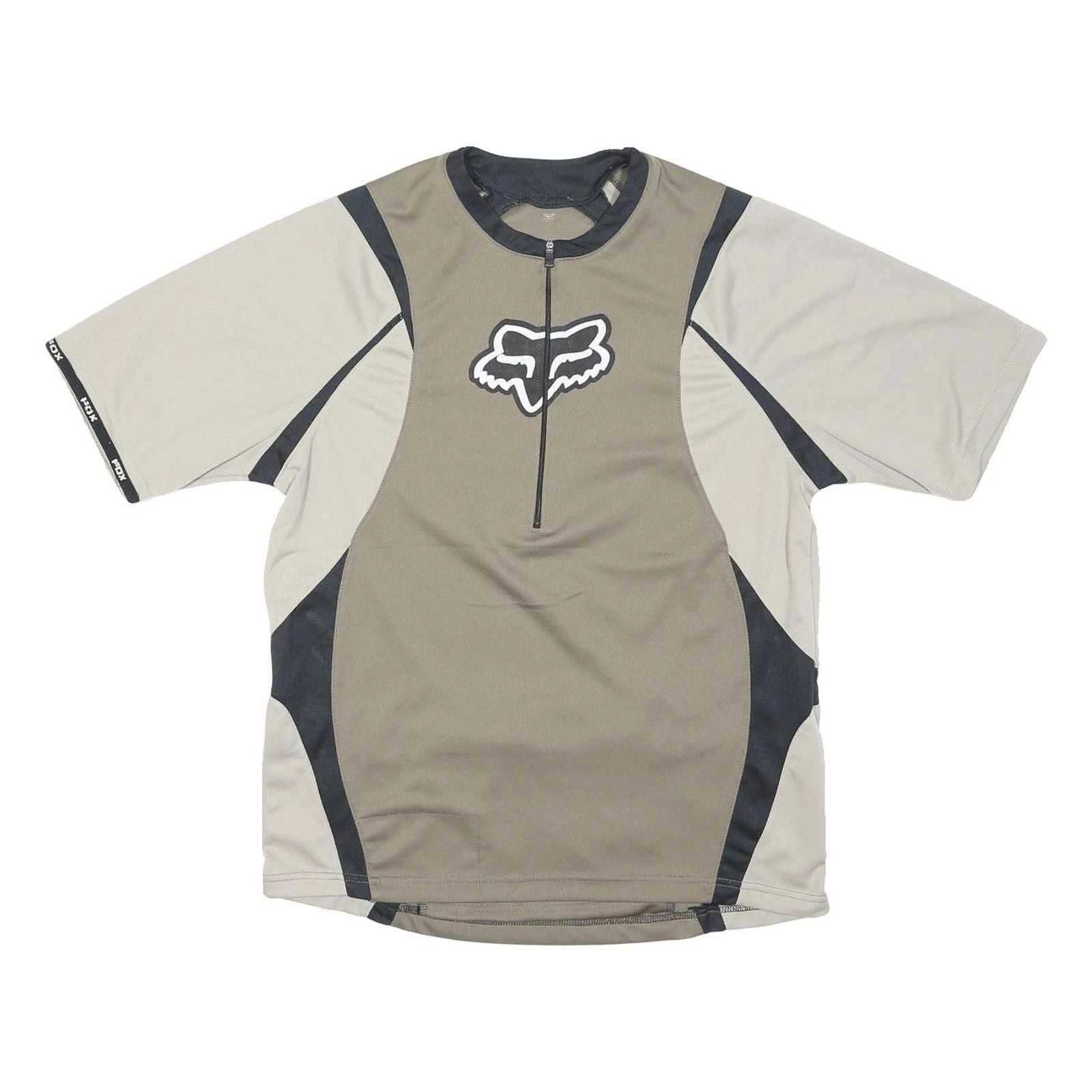 FOX Mens Beige & Black Modern T-Shirt M Short Sleeve Round Neck Sportswear