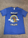 Adult S T Shirt Bigfoot Fun Park Rainbow Unicorn Believe Fantasy Blue Travel