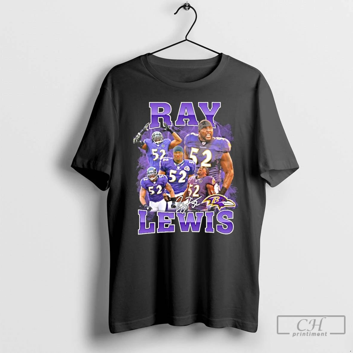 Classic Ray Lewis 52 Player Signature T Shirts