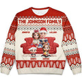 Cute Couple With Kids And Dogs 3D Effect - Personalized Unisex Ugly Sweater
