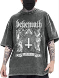 Retro Sculpture Print T-shirt, Men's Casual Street Style Stretch Round Neck Tee