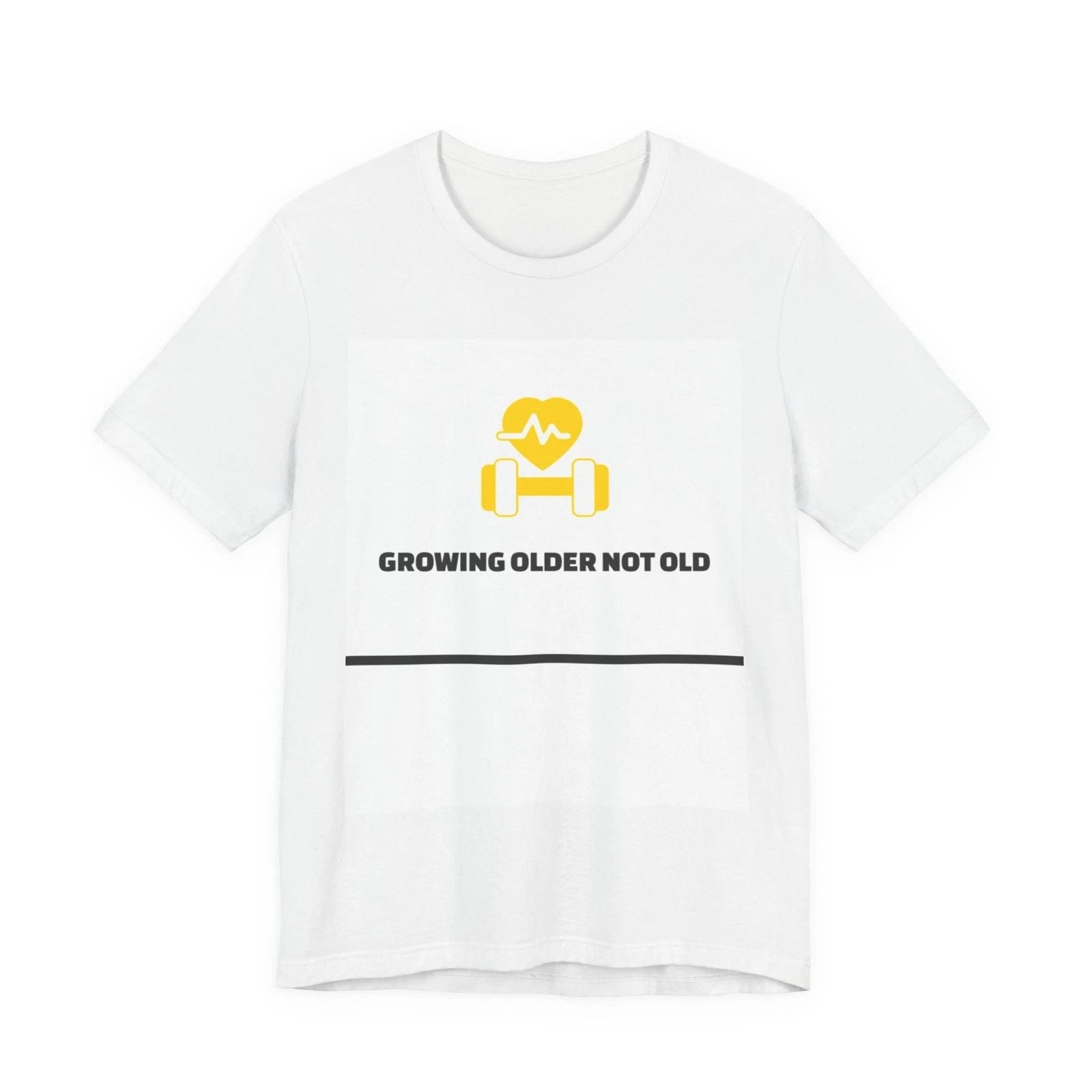 Growing Older Not Old T-Shirt | Fitness Heart Dumbbell Tee
