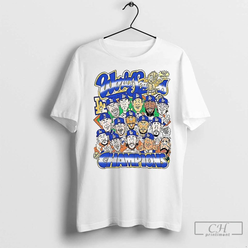 Premium Los Angeles Dodgers World Series Back To Back Champions 2025 Player Cartoon