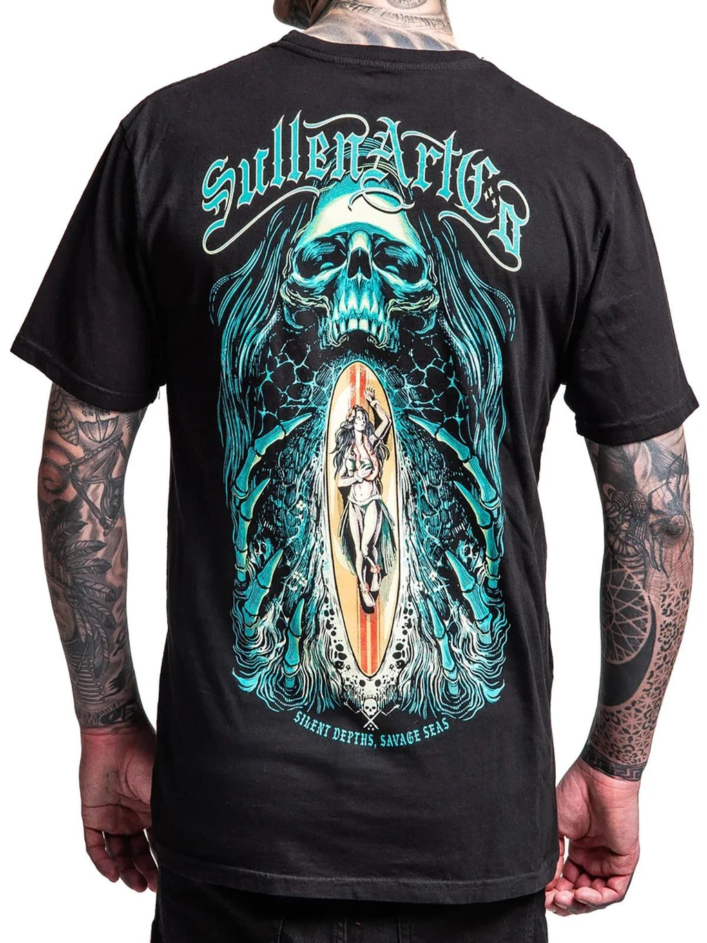 Sullen Men's Silent Depths Short Sleeve Premium T-shirt Surfer Girl Skull Tee