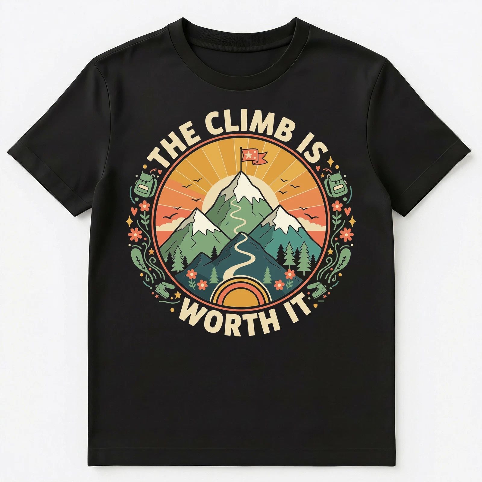 Mountain Climbing Motivation Inspirational Art Unisex T-Shirt