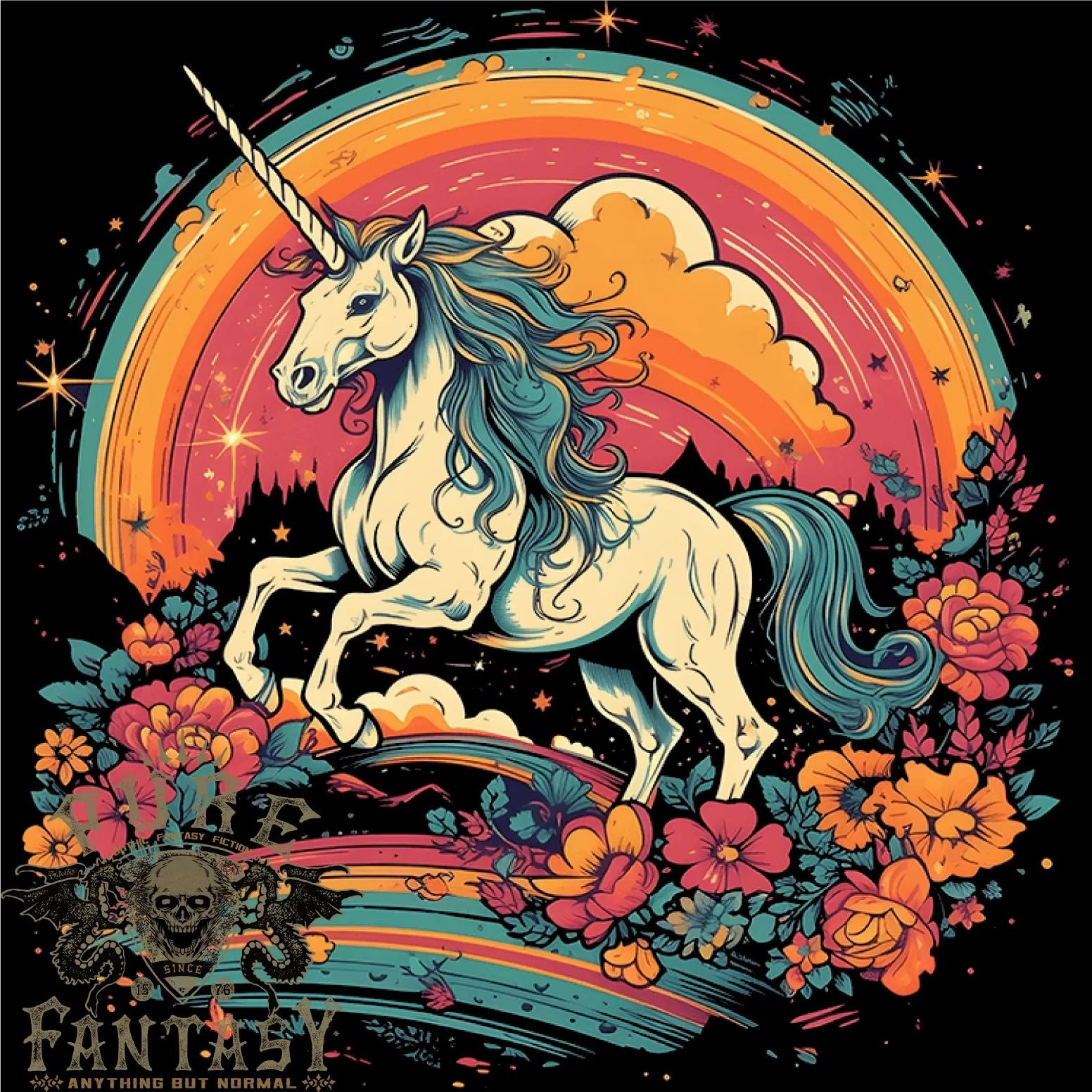 A Unicorn and Fantasy Rainbow Mens T-Shirt 100% Cotton