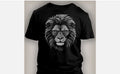 Men's T-shirt printed with a clever lion, the symbol of the Leo zodiac sign