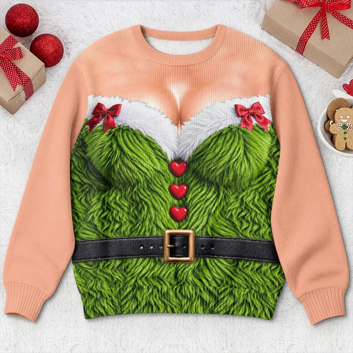 Custom Funny Ugly Sweatshirt - Personalized Christmas Birthday Gifts For Wife, Daughter, Besties, Sisters, Granddaughter, Grandma, Mom, Yourself - Serving Elf Glam