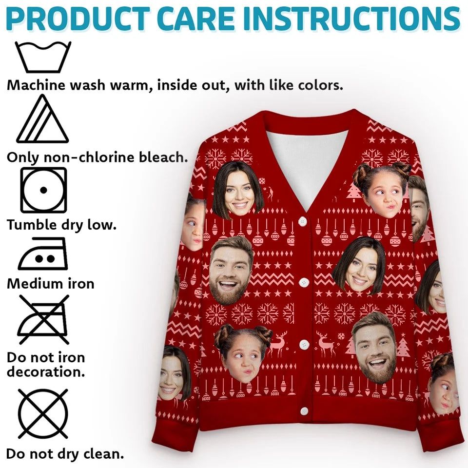 Custom Photo Christmas Is A Reminder Of The Joy That Family Brings - Family Personalized Custom Ugly Christmas Cardigan - Christmas Gift For Family