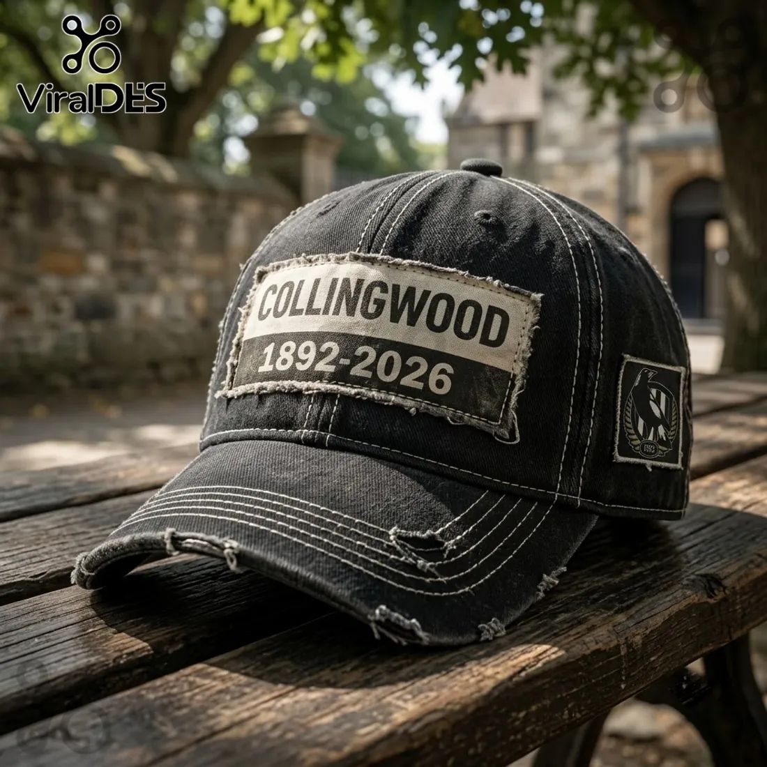 Collingwood Football Club 1892-2026 Distressed Black Baseball Cap