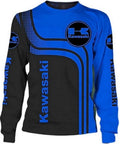 Kawasaki Long sleeve Shirt 3D Racing Size S-5XL Printed 3D BLue Black