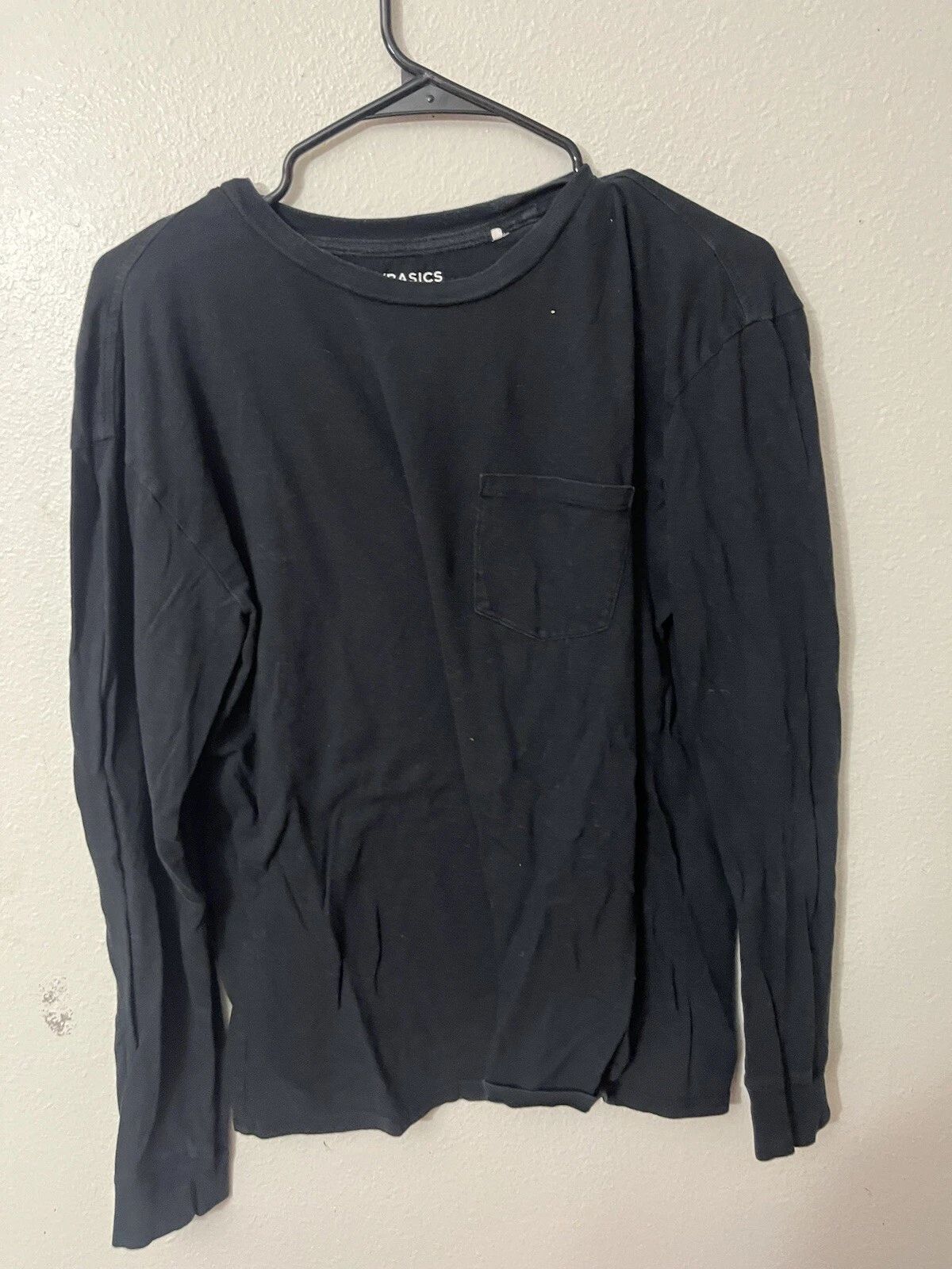 Pacsun PS Basics Long Sleeve T shirt Men Size M Soft Layer Pocket Trendy Black
