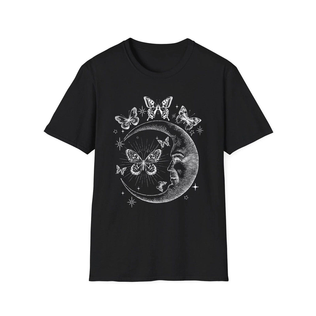 Vintage Moon Butterfly T-Shirt, Celestial Aesthetic Tee, Starry Night Graphic Sh