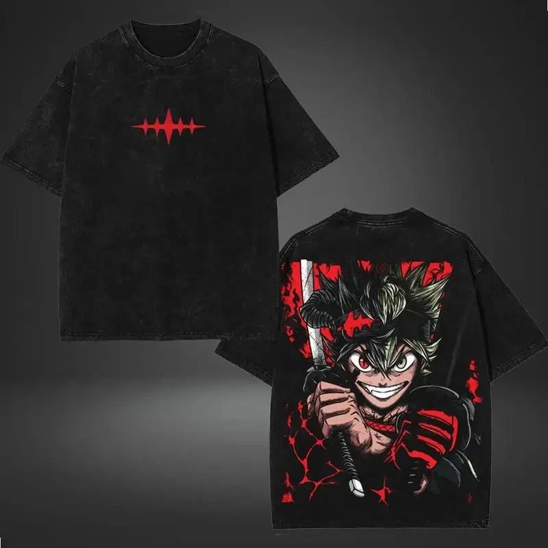 Anime Warrior Vintage Graphic T-Shirt 2-Sided Cotton Streetwear Tee