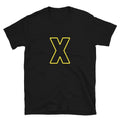 Letter  X Yellow Bold Font Simple Black T-Shirt