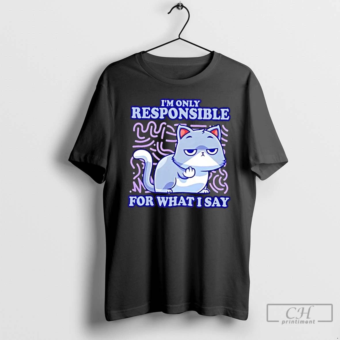 Classic Sassy Cat Waiting Gesture Im Only Responsible For What I Say T Shirts