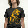 Lion Bicycle T-Shirt Vintage Roaring Retro Tee Funny Gift