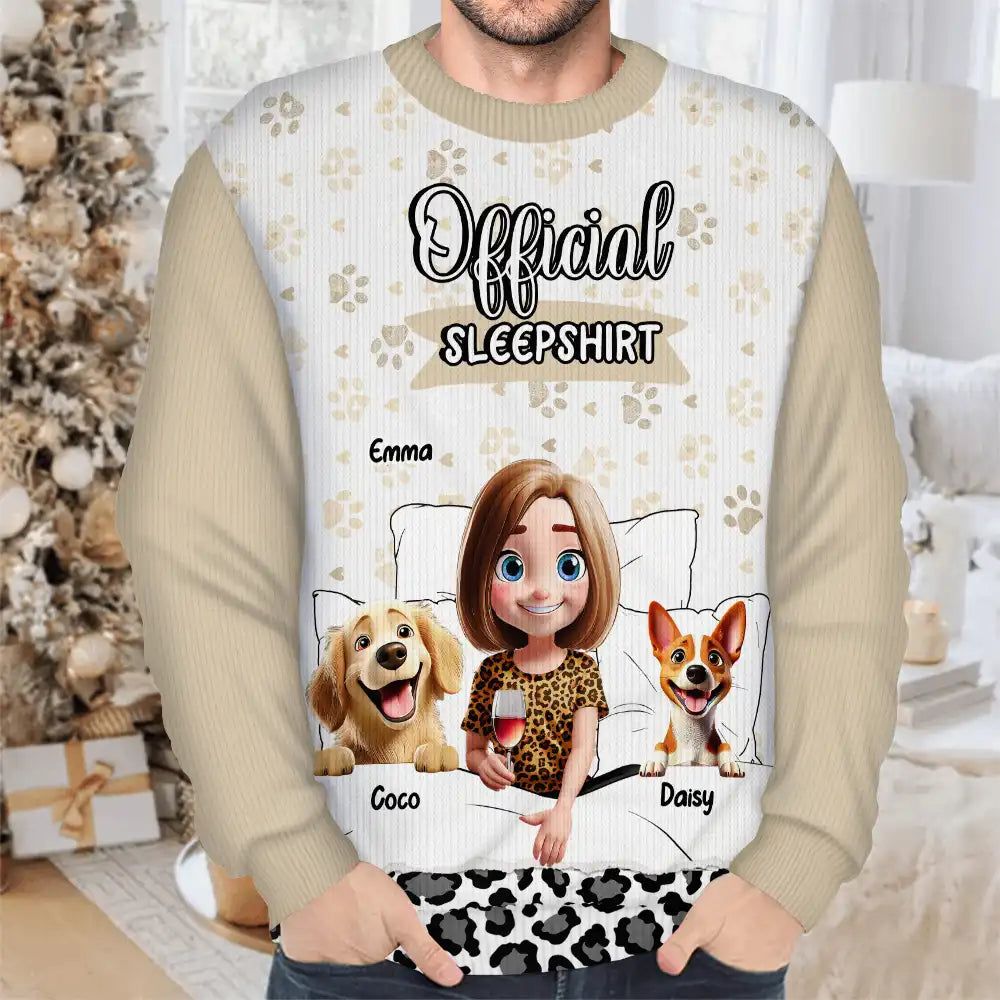 Dog Mom Dog Dad Official Sleep Shirt - Personalized Unisex Ugly Sweater