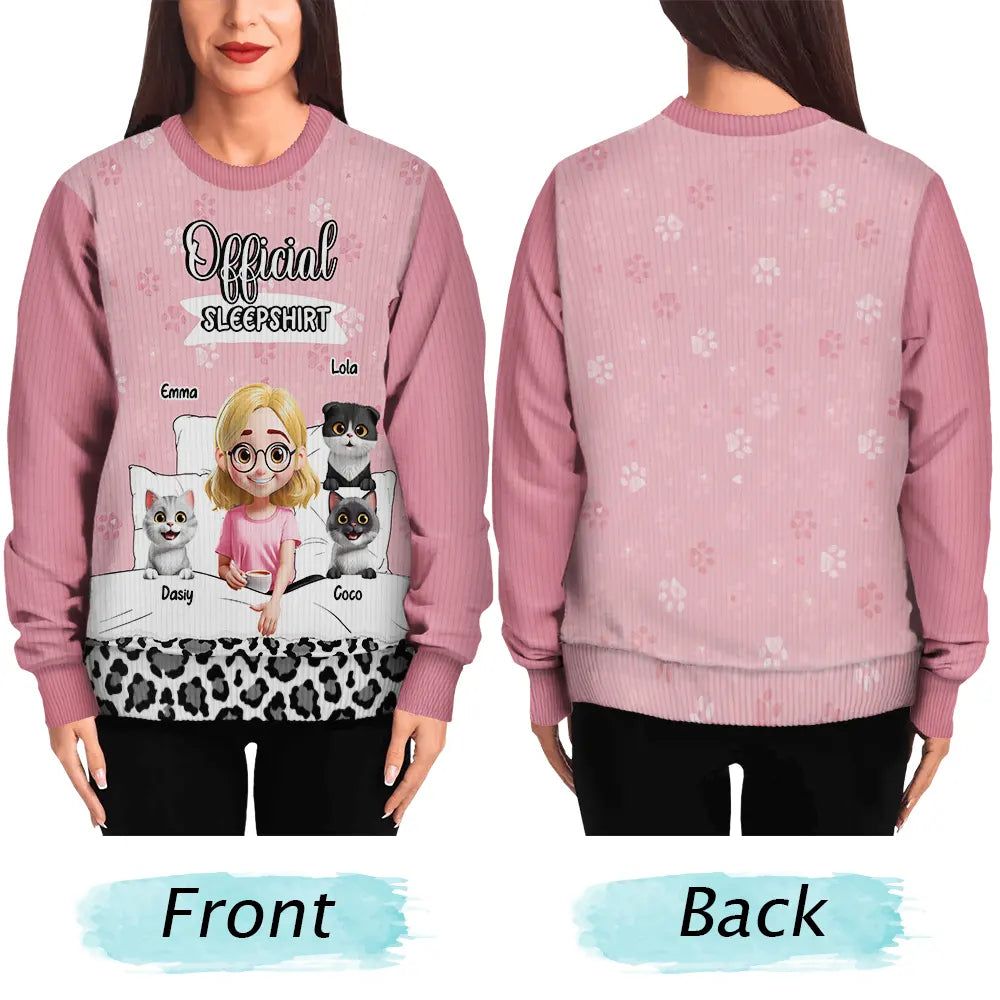 Cat Mom Cat Dad Official Sleep Shirt - Personalized Unisex Ugly Sweater