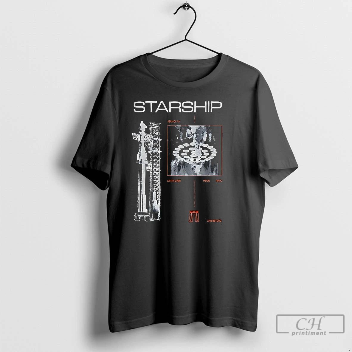 Classic Spacex Starship Rocket Earth Orbit Moon Mars And Beyond Vintage T Shirts