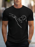 Man's Best Friend Fist Bump Graphic Tee - Minimalist Dog Lover Line Art T-Shirt