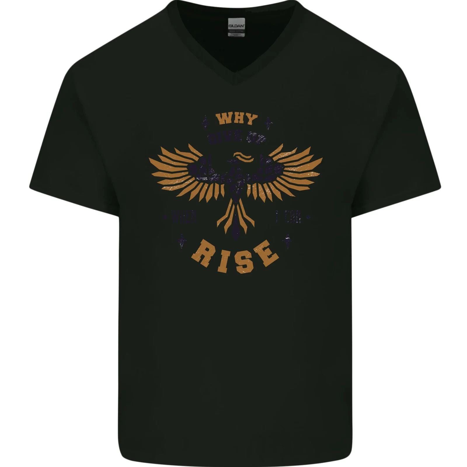 Rising Phoenix Motivational Message Quote Mens V-Neck Cotton T-Shirt
