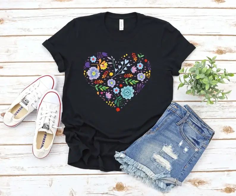 Floral Flower Heart T-Shirt