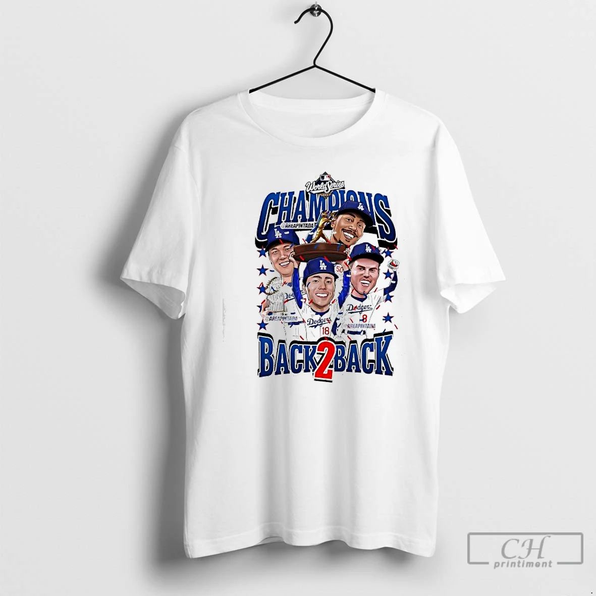 Premium Back2back Los Angeles Dodgers Mlb World Series Champions Cartoon Players T Shirts