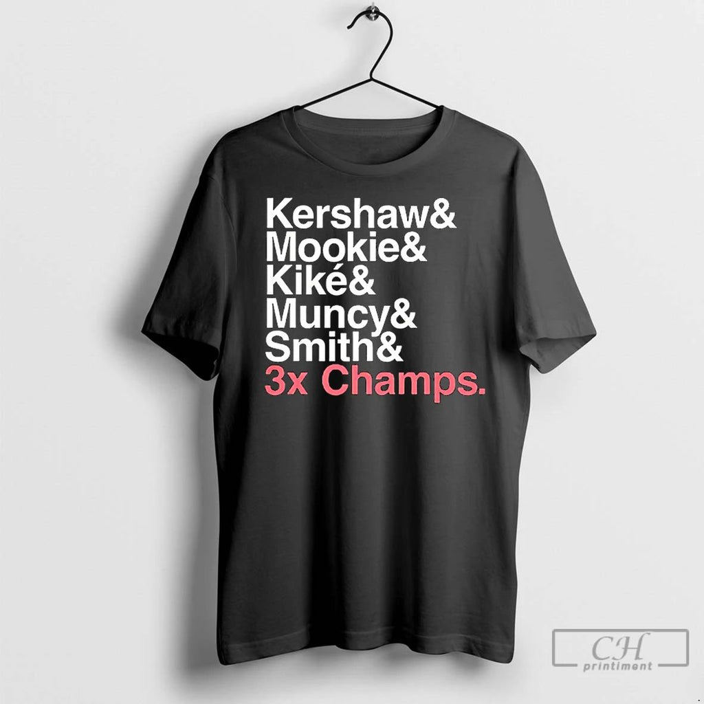 Premium Kershaw And Mookie And Kike And Muncy And Smith Los Angeles Dodgers 3 Time