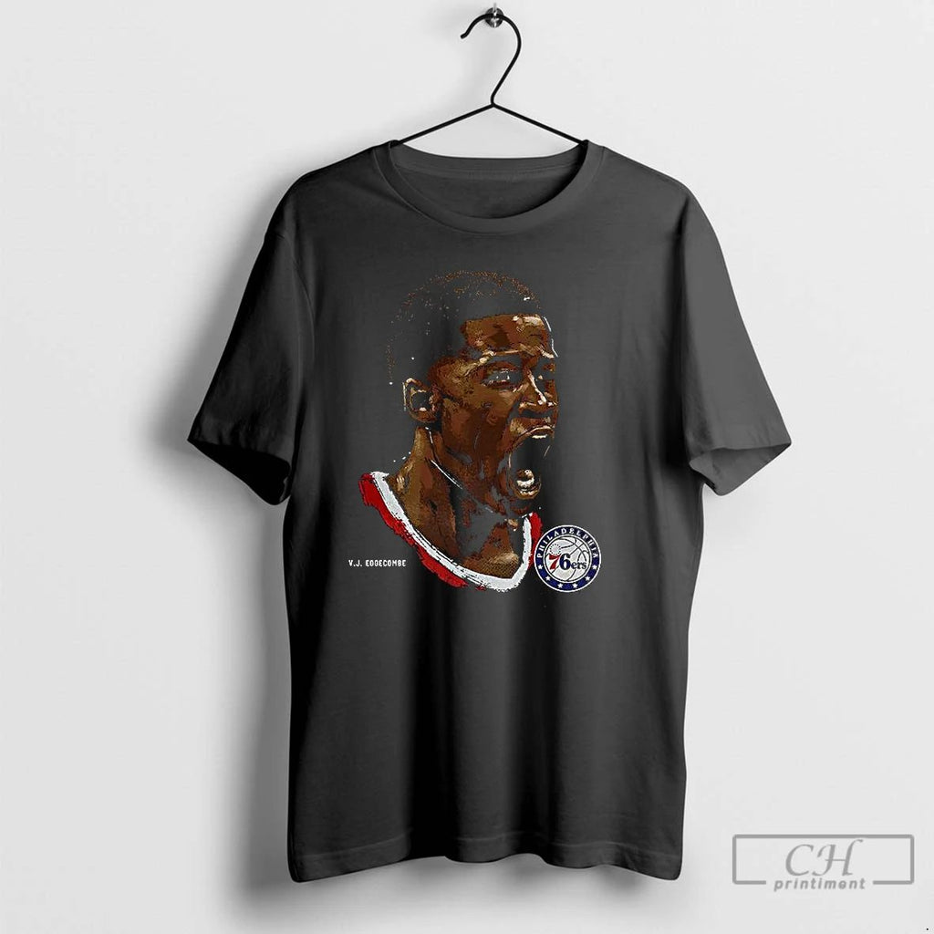 Classic Vj Edgecombe Philadelphia 76ers Nba Number 77 Portrait T Shirts