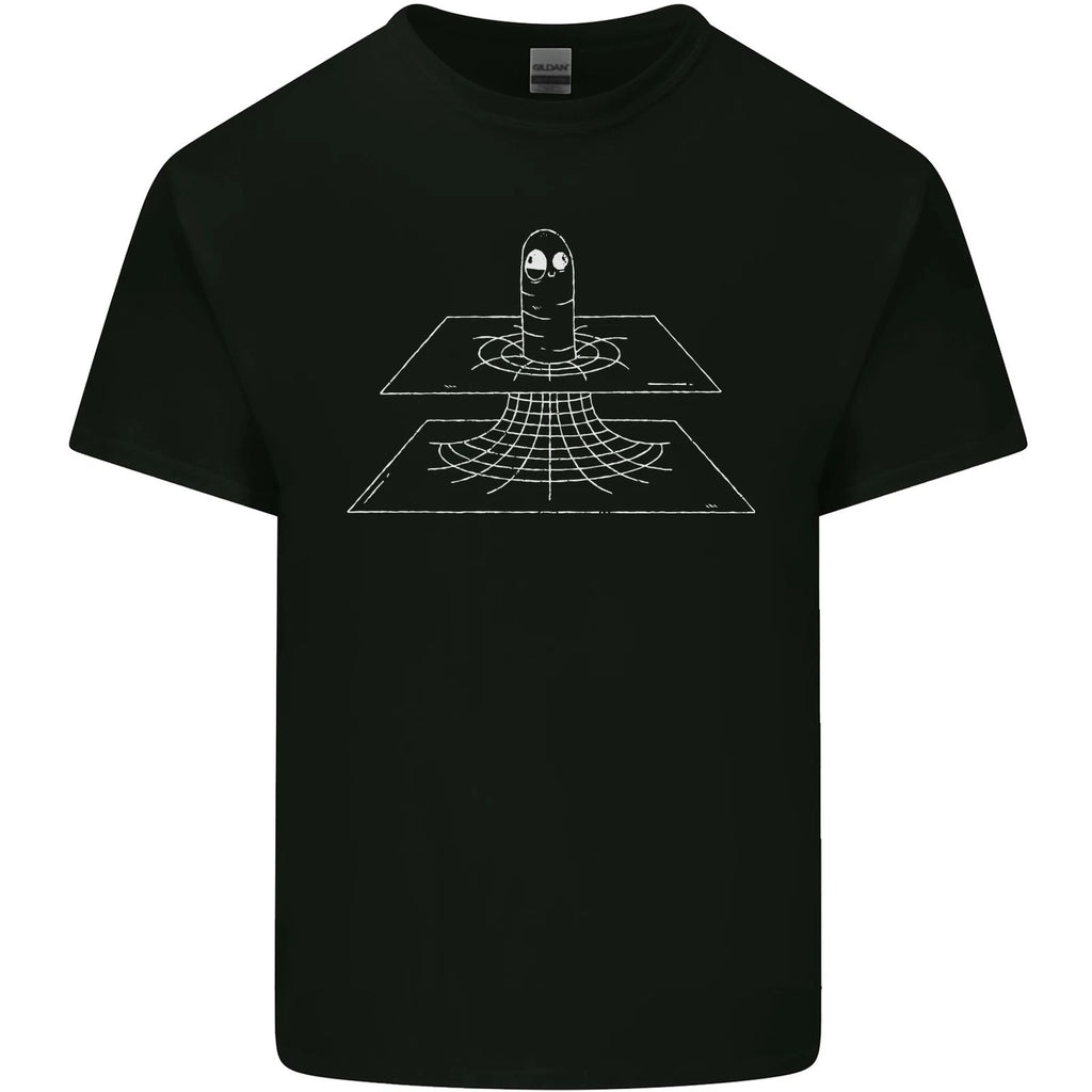 Wormhole Funny Space Worm SCI-FI Cosmos Mens Cotton T-Shirt Tee Top