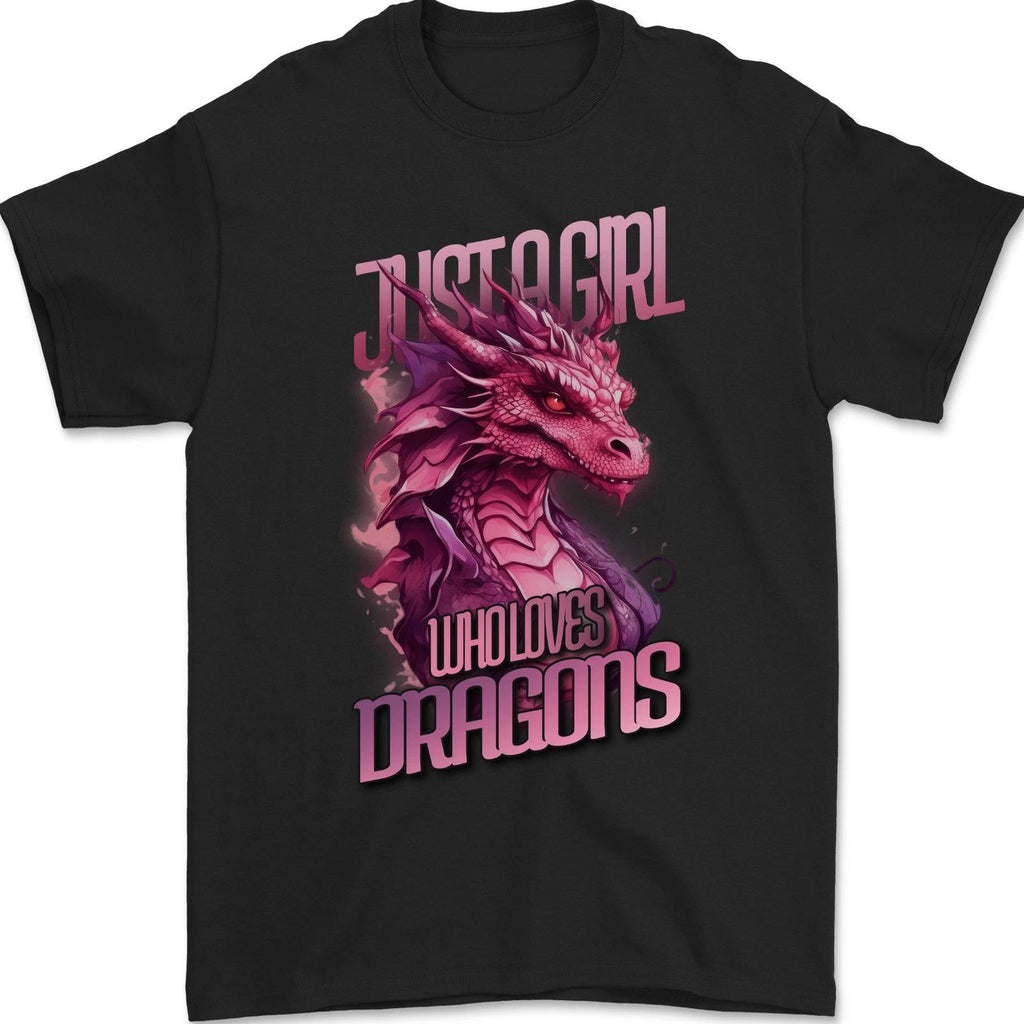 Just a Girl Who Loves Dragons Fantasy RPG Mens T-Shirt 100% Cotton