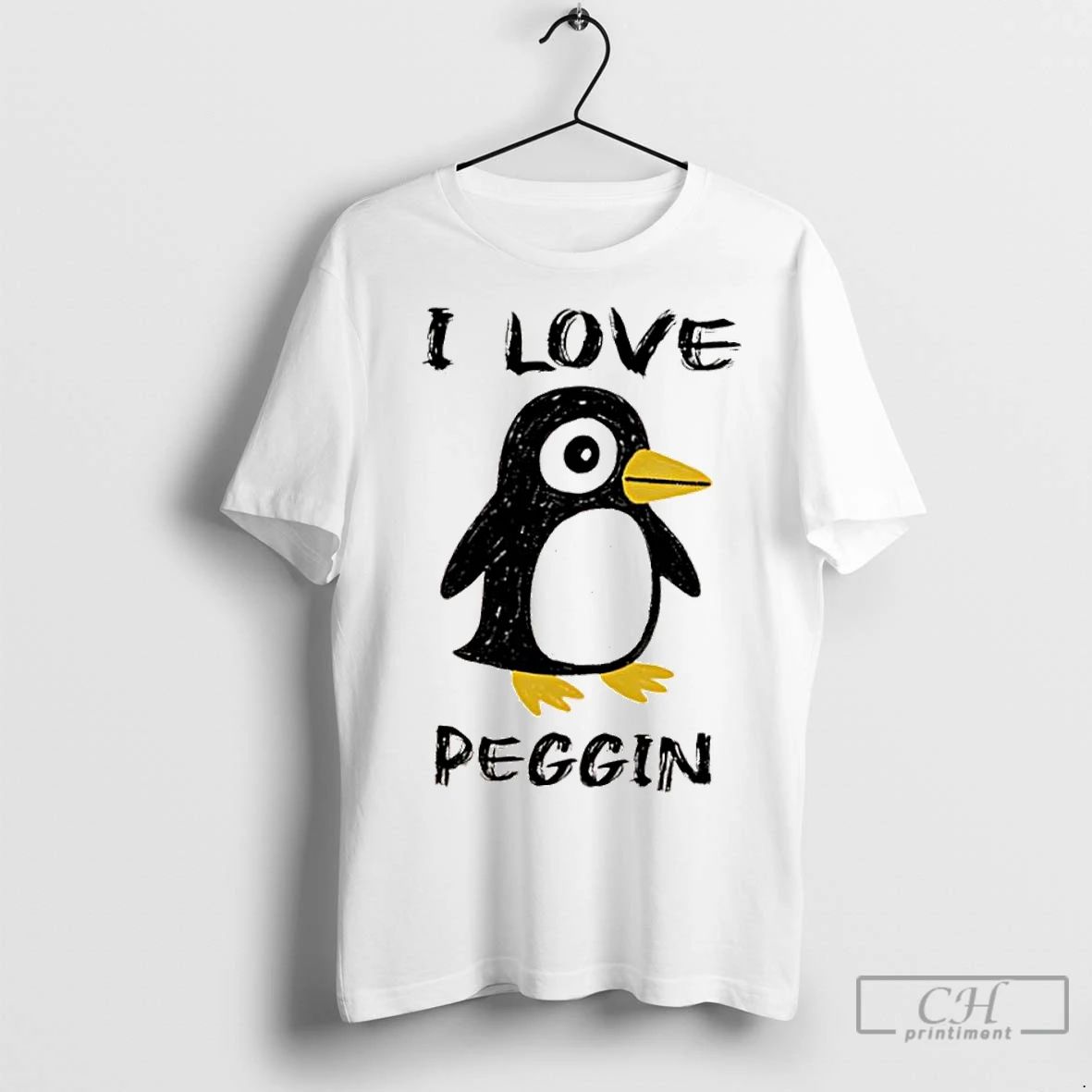 Classic I Love Pegging Penguin Drawing Graphic
