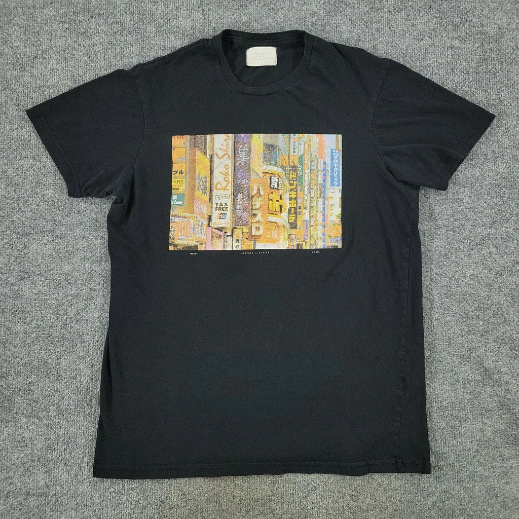 T Bar X Cotton On Shirt Men's Medium Black Altered States Japanese Short Sleeve