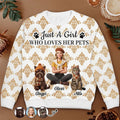 Custom Photo 3D Autumn Concept Just A Girl Who Loves Her Dog - Personalized Unisex Ugly Sweater