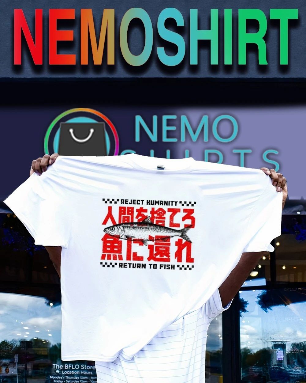 Reject Humanity Return to Fish surreal internet meme shirt