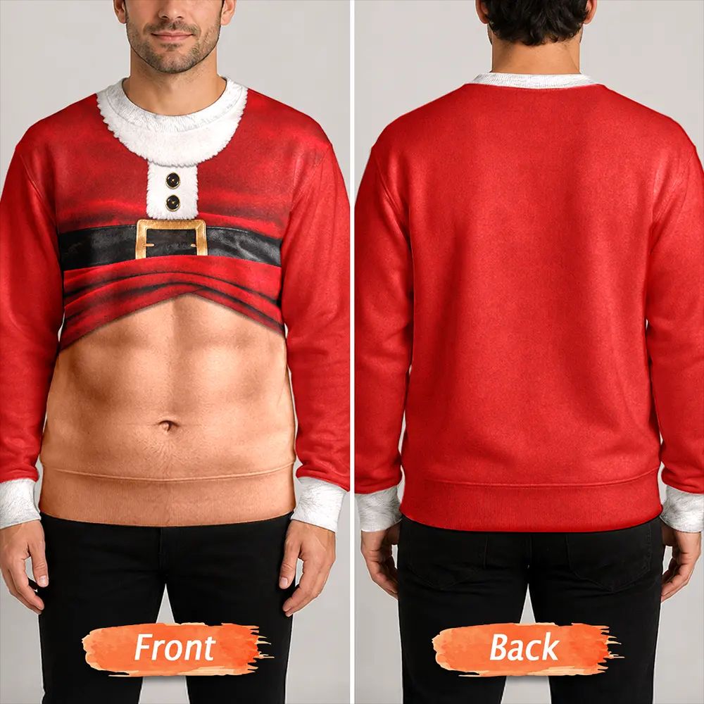 3D Funny Body Hairy Belly Gift For Husband - Personalized Unisex Ugly Sweater