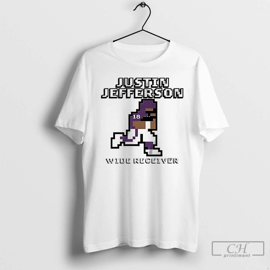 Classic Justin Jefferson Minnesota Vikings Football Retro Baller 8 Bit T Shirts