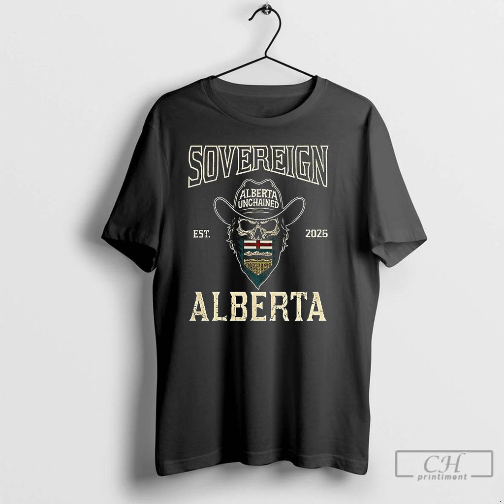 Premium Sovereign Alberta Unchained Est 2026 Skull T Shirts
