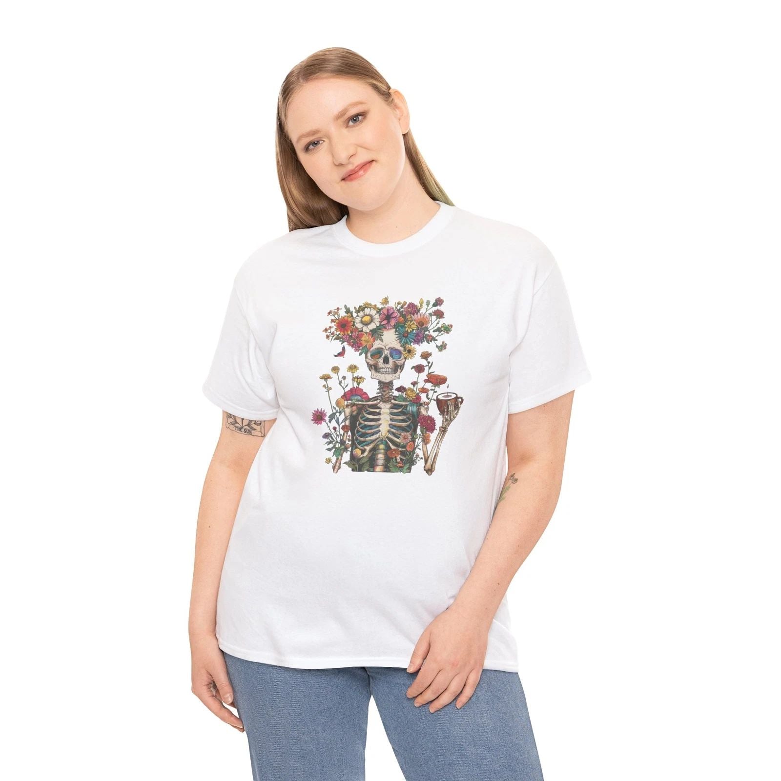Coffee T-Shirt | Funny Caffeine Lover Retro Vintage Boho Skeleton T-Shirt
