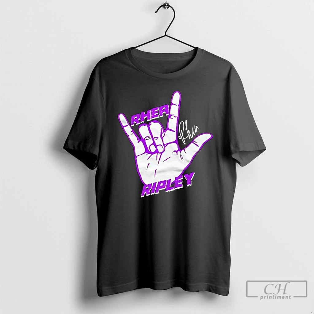 Premium Rhea Ripley Signature Rock On Hand T Shirts