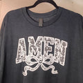 Black “AMEN” Lace Letters Shirt – Christian Aesthetic Tee – Size XL – Gildan